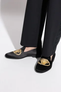 Versace BLACK Satin "loafers" shoes