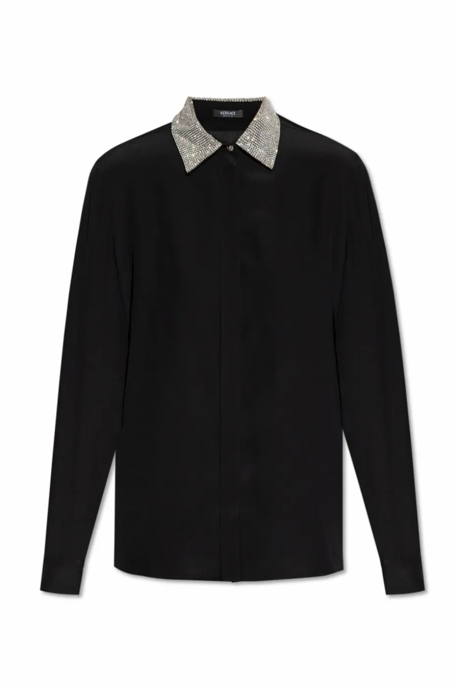 Versace BLACK Shirt with shimmering crystals on the collar