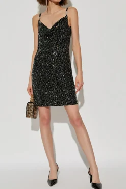 Versace BLACK Short dress with leopard print