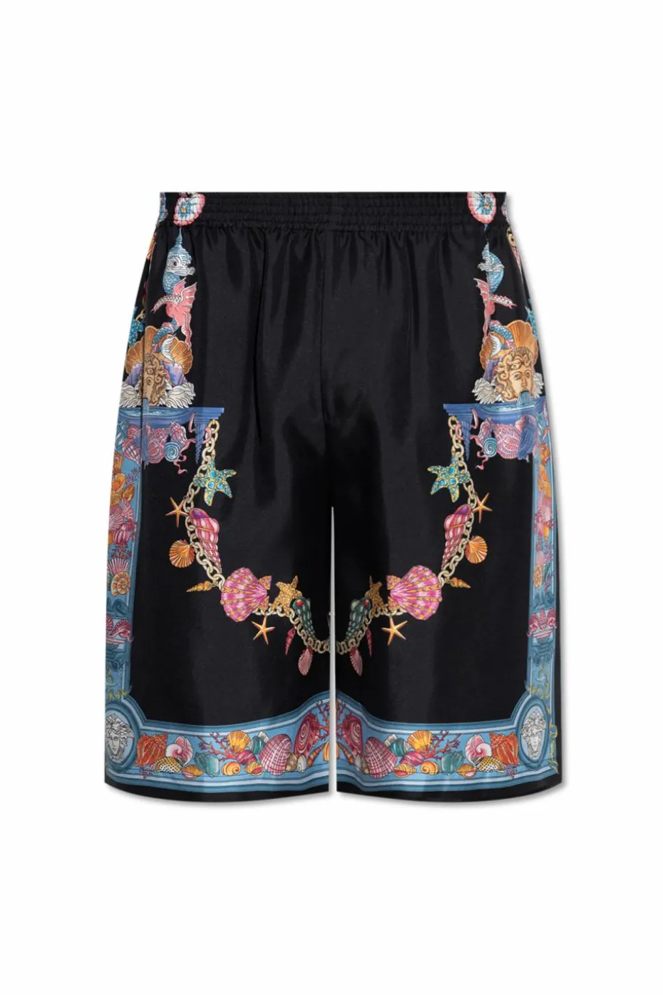 Versace BLACK Silk shorts with 'Coral Theatre' print