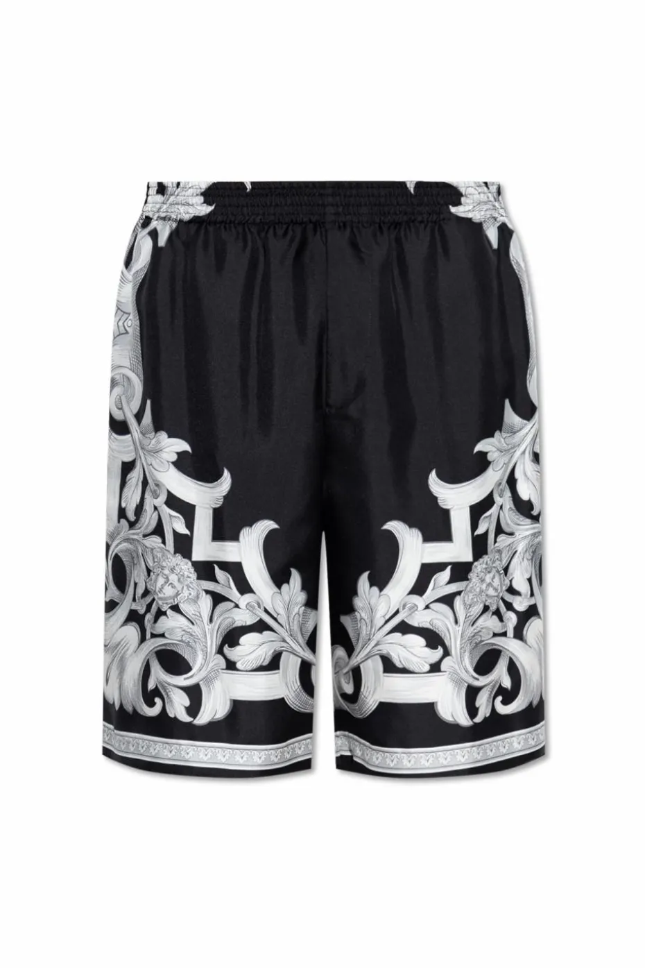 Versace BLACK Silk shorts with "Architectural Baroque" print