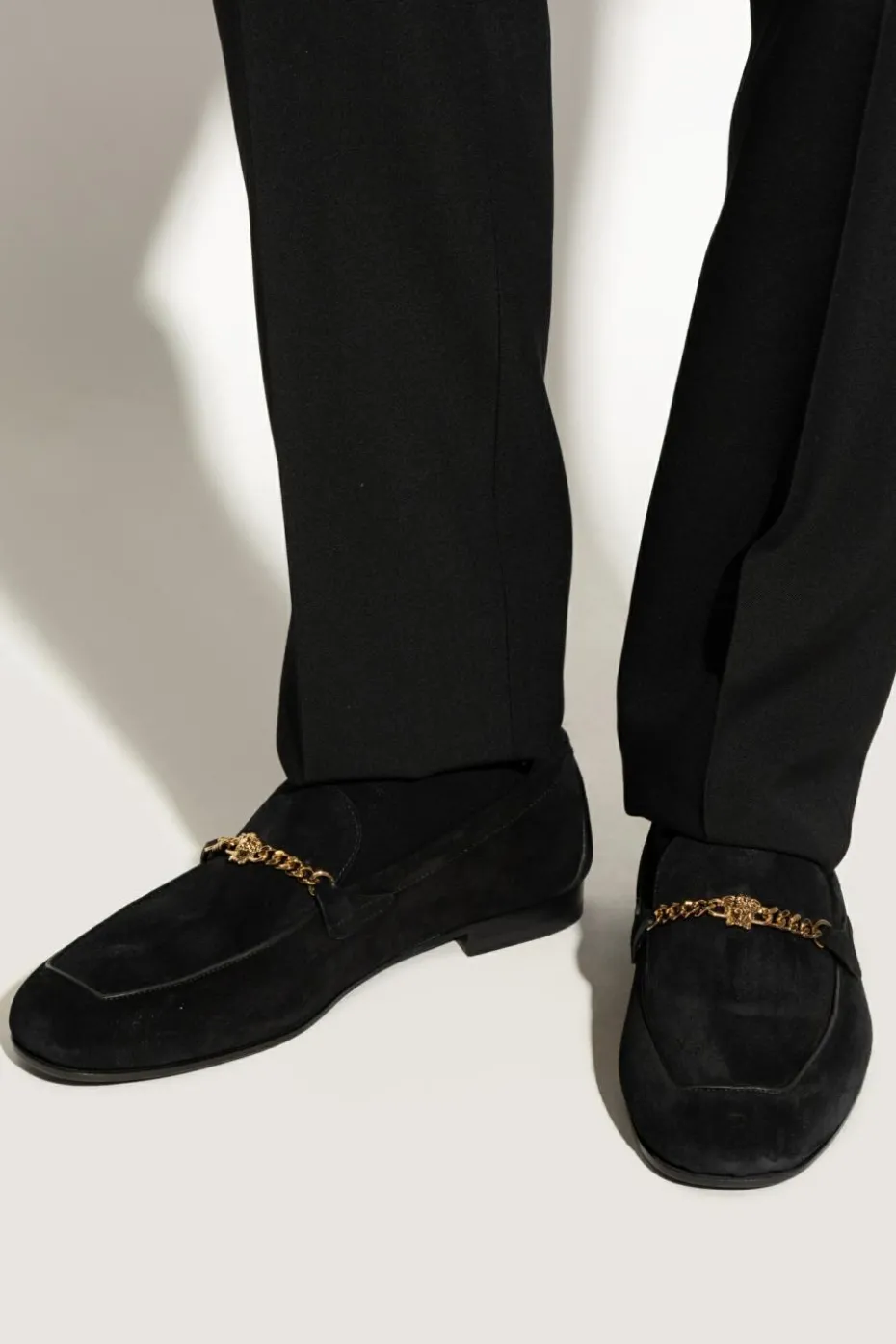 Versace BLACK Suede shoes type `loafers`