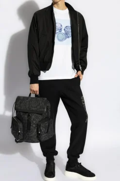 Versace BLACK Sweatpants with printed logo