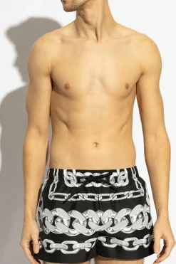 Versace BLACK Swim shorts with Medusa Chain print