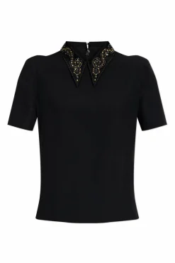 Versace BLACK Top with applications on the collar