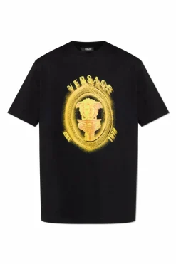 Versace BLACK T-shirt with printed logo