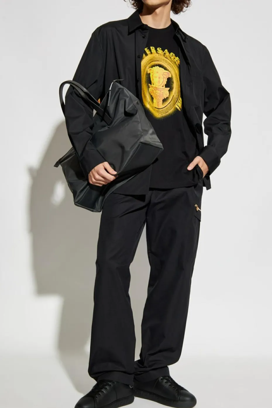 Versace BLACK T-shirt with printed logo