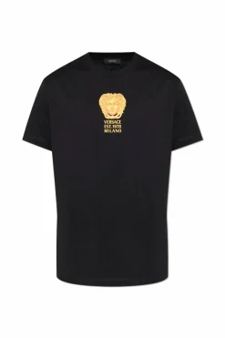 Versace BLACK T-shirt with printed logo