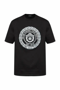 Versace BLACK T-shirt with printed logo