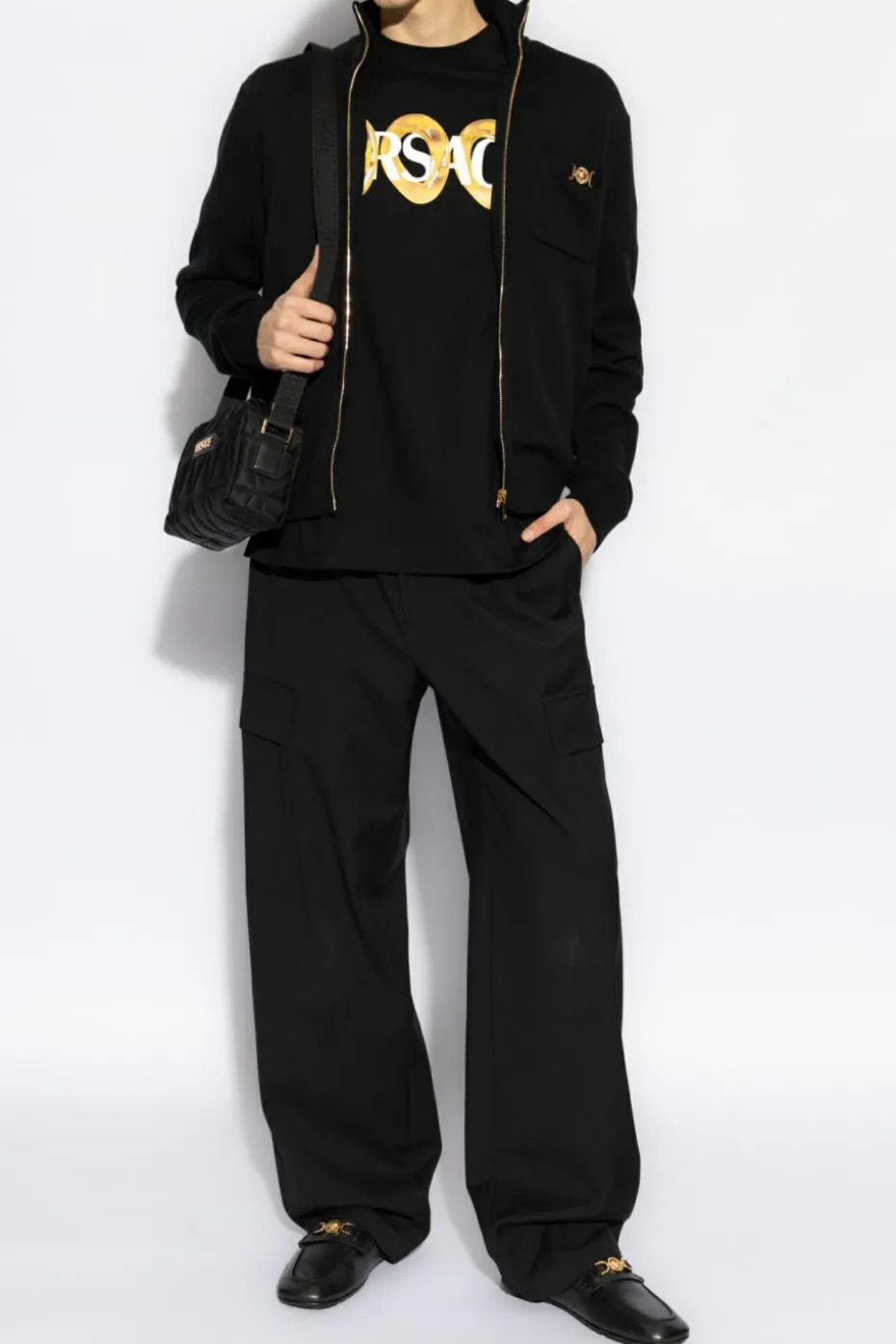 Versace BLACK T-shirt with printed logo