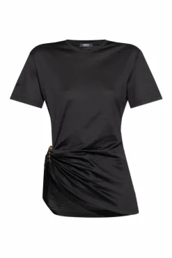 Versace BLACK T-shirt with decorative safety pin