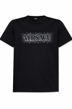 Versace BLACK T-shirt with shimmering crystals