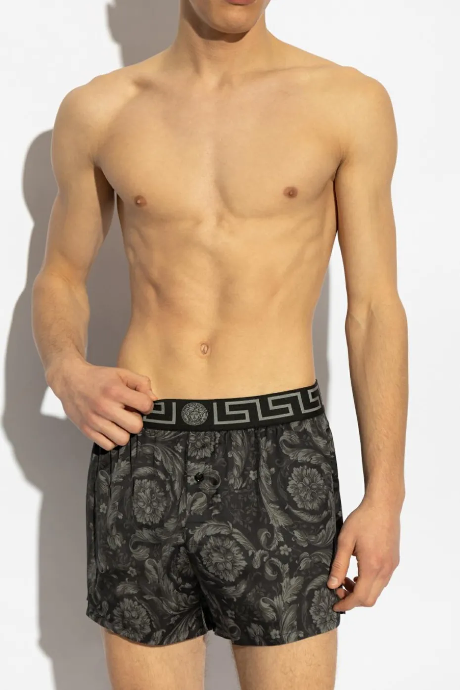 Versace BLACK Underwear shorts with barocco pattern
