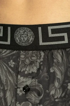 Versace BLACK Underwear shorts with barocco pattern