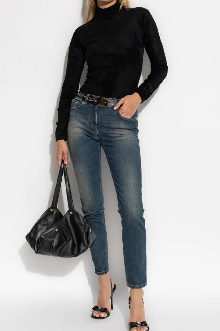 Versace BLACK Velvet long-sleeve top