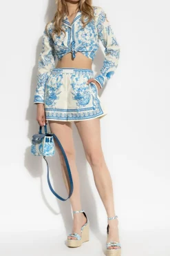 Versace BLUE Cotton shorts with print