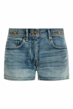 Versace BLUE Denim shorts with vintage effect