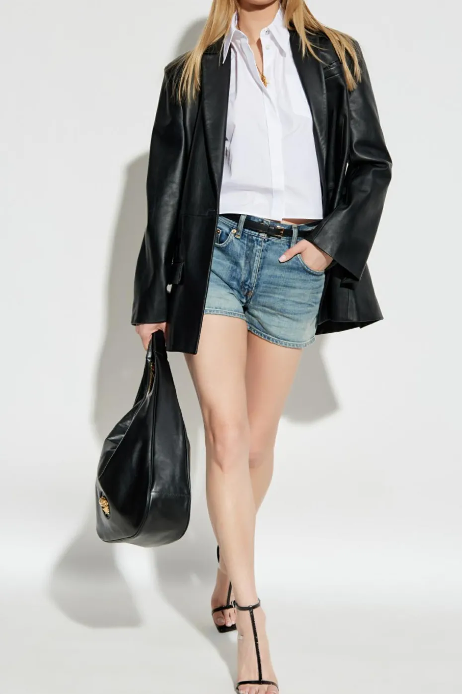 Versace BLUE Denim shorts with vintage effect