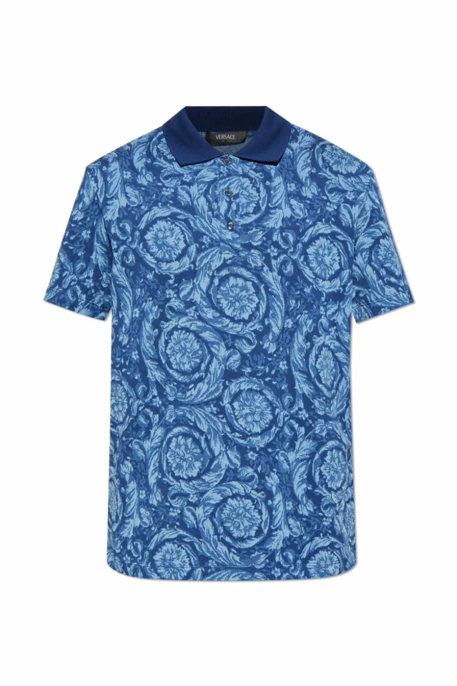 Versace BLUE Polo shirt with "Barocco" pattern