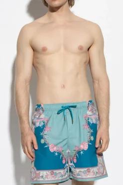 Versace BLUE Swim shorts with "Coral Theatre" print
