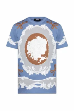 Versace BLUE T-shirt with print Medusa Cameo