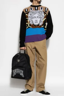Versace BROWN Cotton trousers with multiple pockets