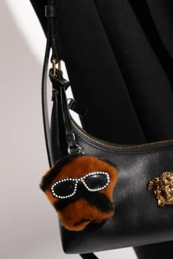 Versace BROWN Furry bag keychain