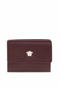 Versace BURGUNDY Leather wallet with Medusa head