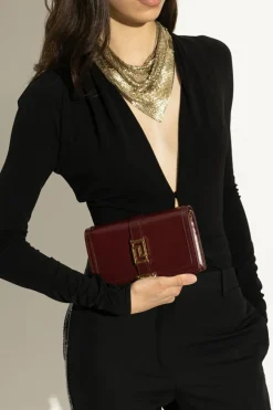 Versace BURGUNDY Shoulder bag `Greca Goddess Mini`