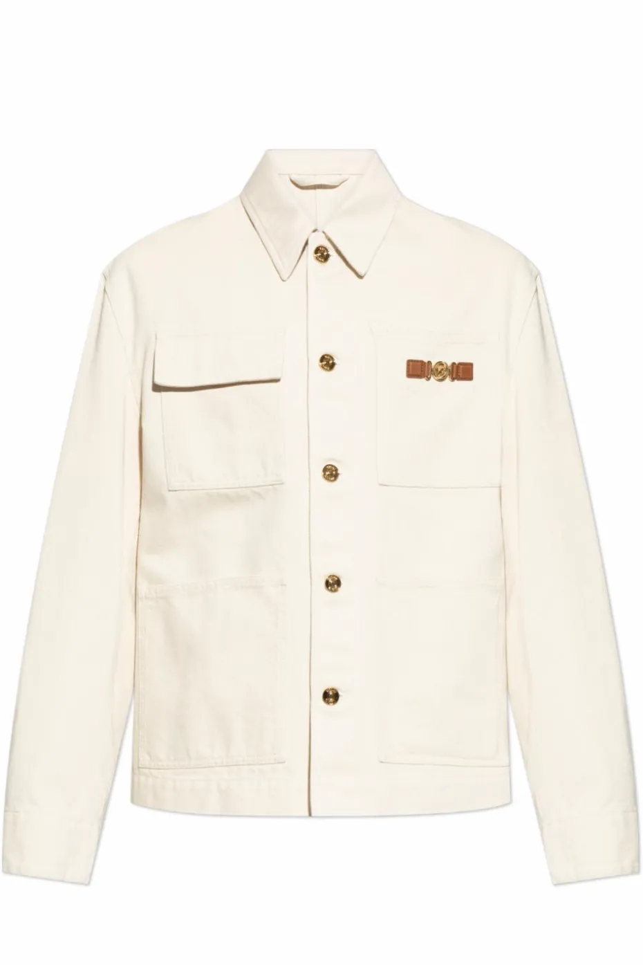 Versace cream Denim jacket with logo patch
