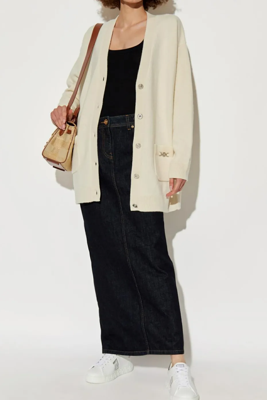 Versace cream Long Cardigan