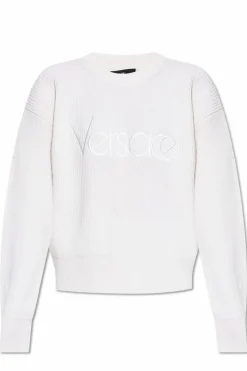 Versace cream Sweater with embroidered logo