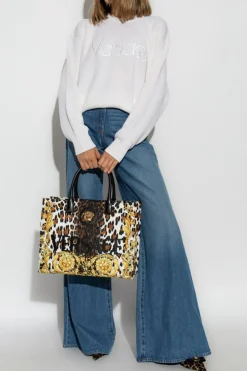 Versace cream Sweater with embroidered logo