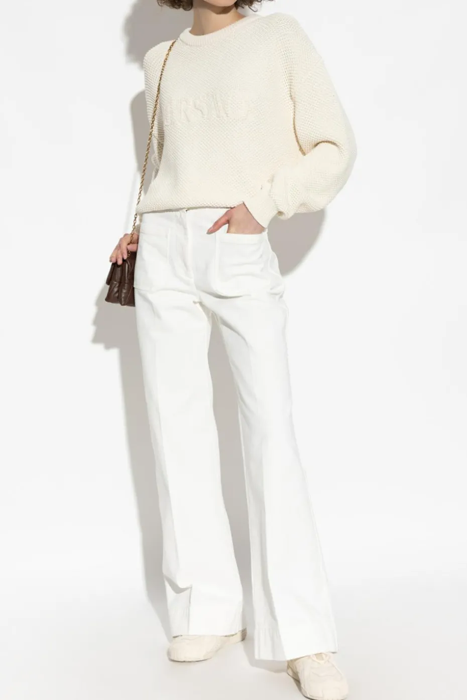 Versace cream Sweater with logo