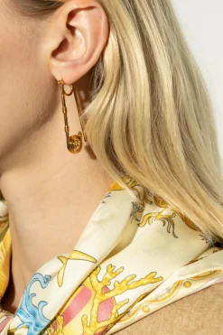 Versace GOLD Safety pin-shaped earrings