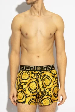 Versace GOLD Silk lingerie shorts with Barocco print