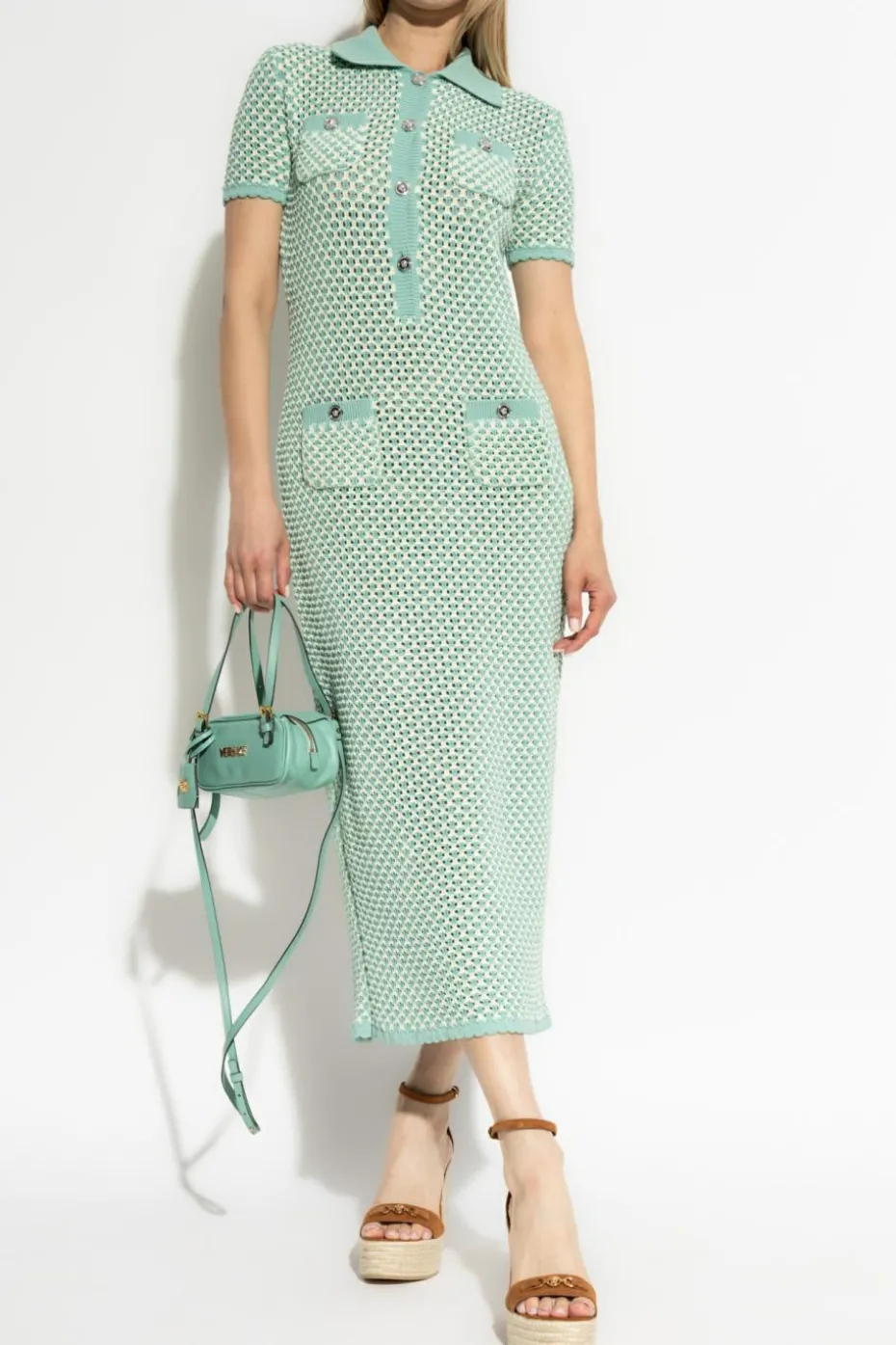 Versace GREEN Dress with a back slit