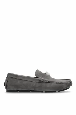Versace GREY Suede moccasins