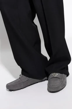 Versace GREY Suede moccasins