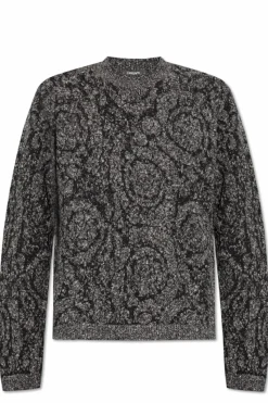 Versace GREY Sweater with `Barocco` motif