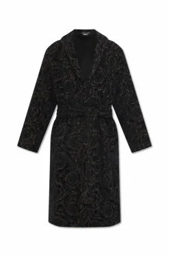 Versace Home BLACK Bathrobe with Barocco pattern