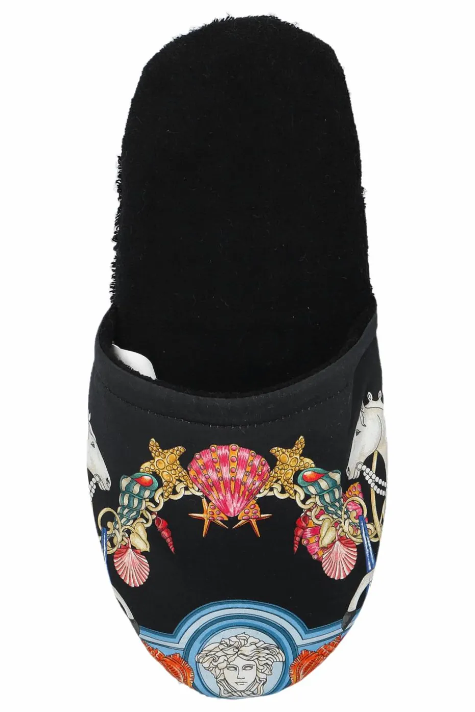 Versace Home BLACK Flip-flops with "Coral Theatre" print
