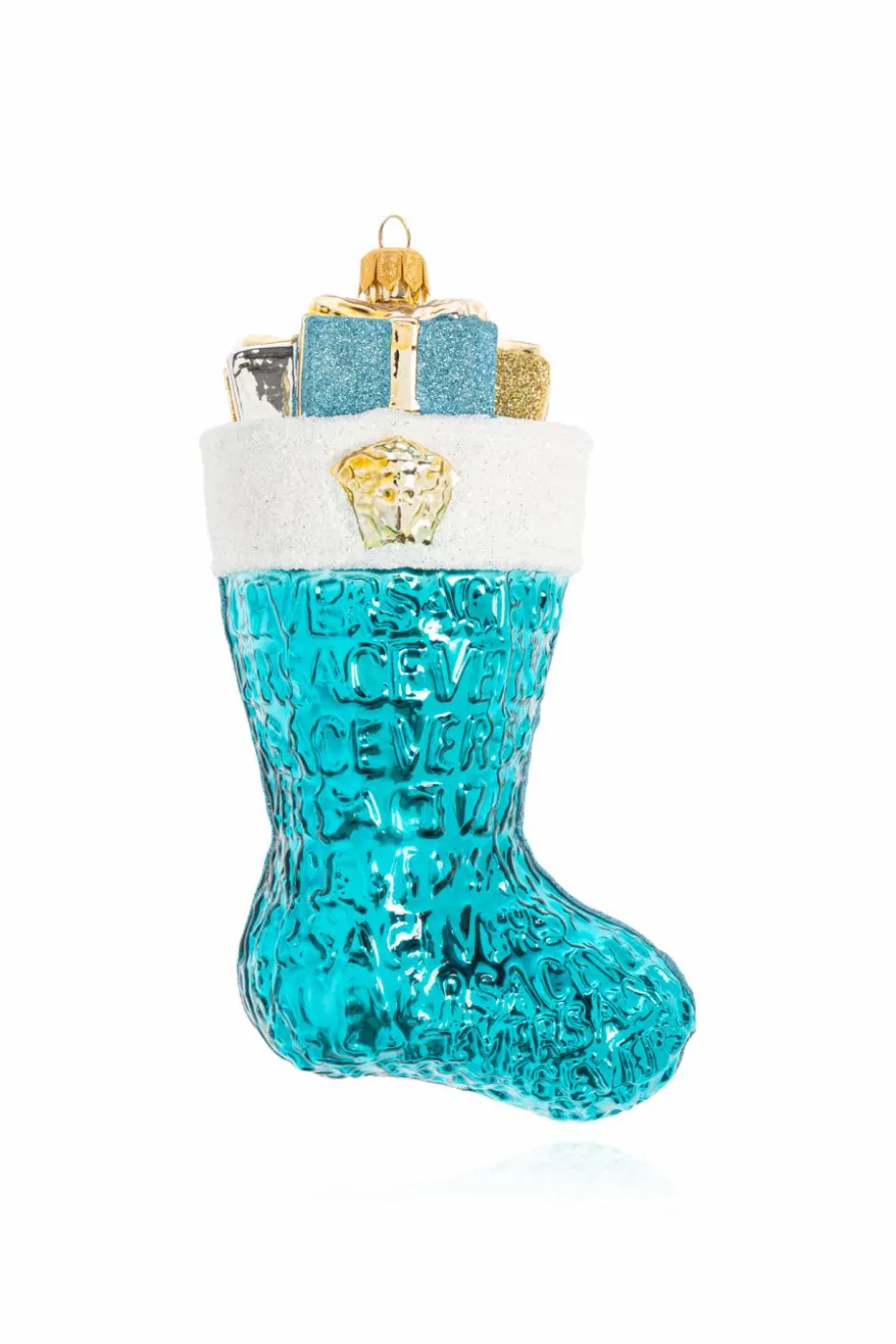Versace Home BLUE Holiday ornament finished with shimmering glitter