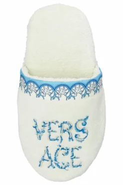 Versace Home WHITE Cotton flip-flops with print