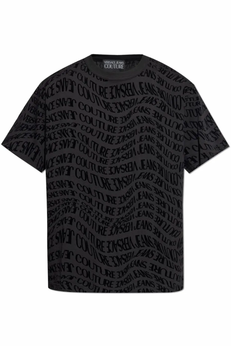 Versace Jeans Couture BLACK T-shirt with a monogram and a velvety finish