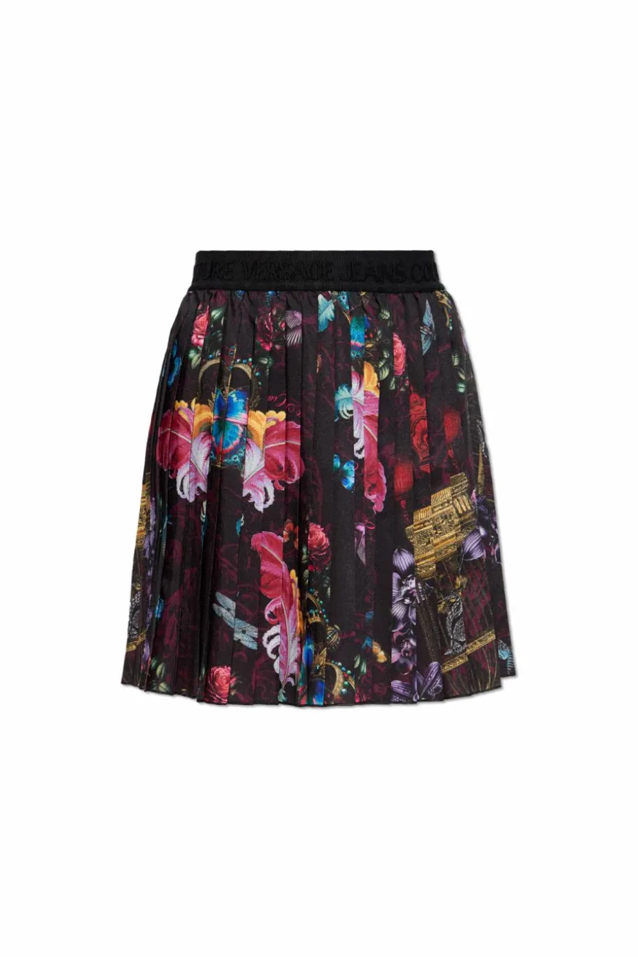 Versace Jeans Couture BLACK Pleated skirt with colorful print