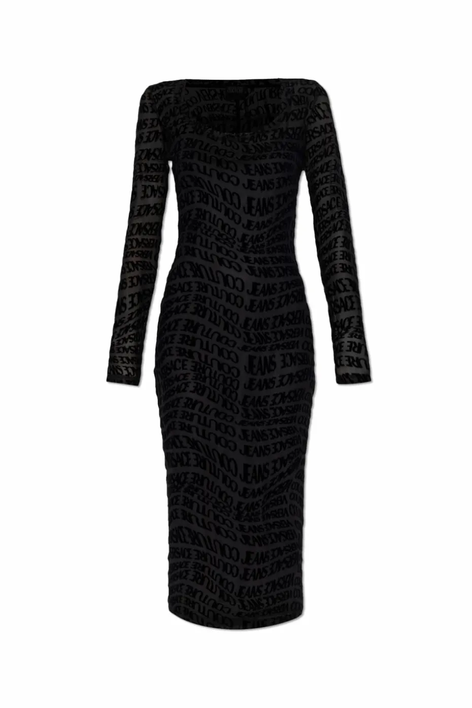 Versace Jeans Couture BLACK Monogram dress with a velvet finish