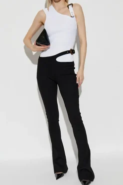 Versace Jeans Couture BLACK Ribbed pants with adjustable waistband