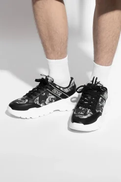 Versace Jeans Couture BLACK Sports shoes with "Barocco" print