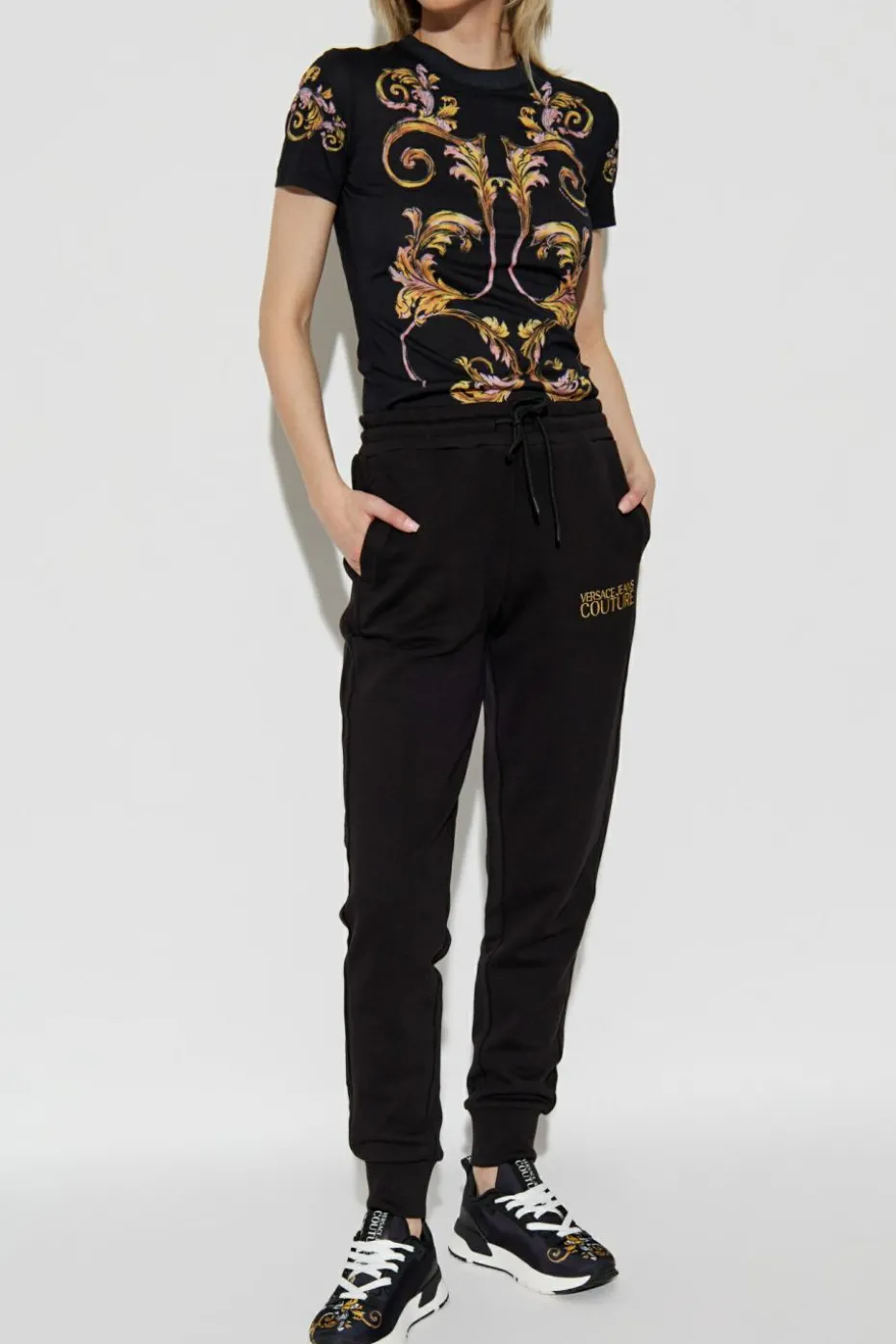 Versace Jeans Couture BLACK T-shirt with Barocco print